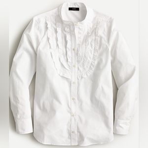 New! J.Crew size S Small Band-collar ruffle button-up shirt top blouse NWT